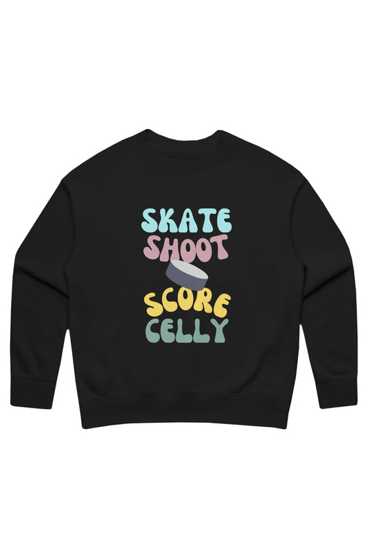Skate Shoot Score Celly WOmen's Relaxed Crew